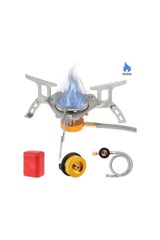 Artfulabode Ve Taşınabilir Pişirme Ocağı Mekan Lixada Katlanabilir Kamp İle Hortum Gümüş Gaz Gaz Dönüşüm Dış Brülör Başlığı Ayrılabilir Adaptörü 3000w Ml Gümüş