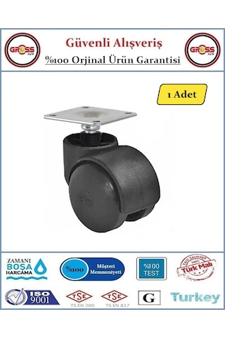 Tablalı Mobilya Tekerleği - Dönerli Tablalı Tekerlek - 1 Adet