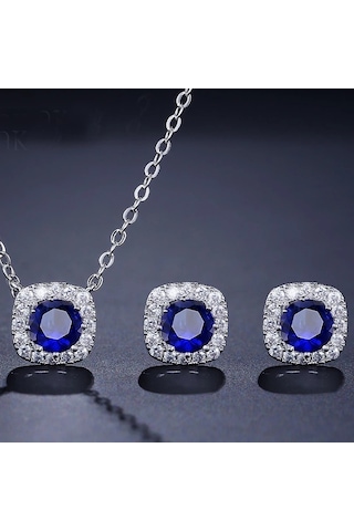 Monemel Kristal Taşlı Kolye Ve Küpe Set N0904set Gümüş Monemel Kristal Taşlı Kolye Ve Küpe Set N0904set Gümüş