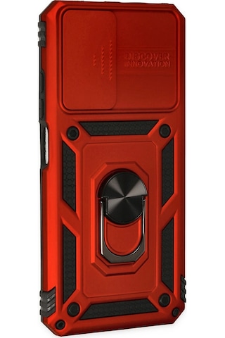 Ilkeshop Newface Xiaomi Redmi Note 11 Kılıf Pars Lens Yüzüklü Silikon - Kırmızı