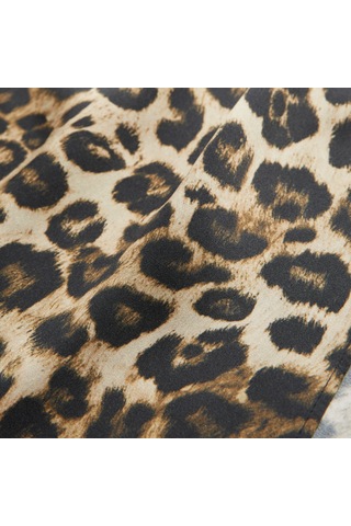 The Kooples Kadın Leopar Desenli Uzun İpek Elbise Kahverengi