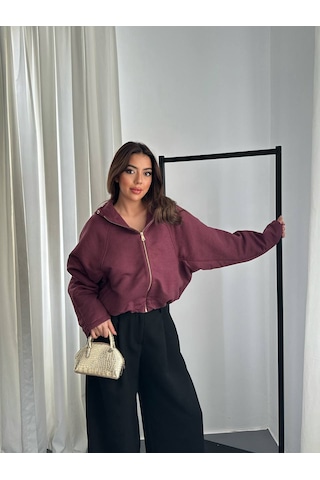 Hopıan Kadın Bordo Oversize Sweatshirt