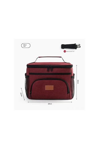 Mufunye Büyük Kapasiteli Isı Yalıtımlı Peva Leakproof Dışarıda Kullanıma Uygun Günlük Yemek Çantası Buzluk Bordo