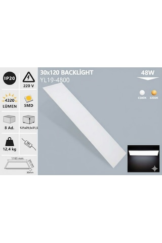 30x120 Backlight Led Panel, Beyaz Işık Yl19-4800 Beyaz