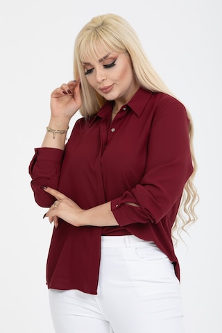 Pera Moda Jessica Büyük Beden Gömlek Bordo