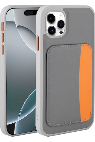 Apple Uyumlu iPhone 11 Kılıf Kartlıklı Zore X-kart Silikon Kapak - Koyu Gri Koyu Gri