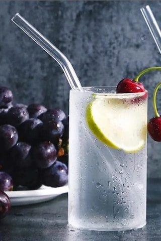 12 Adet Şeffaf Cam Eğimli Pipet - Cam Pipet 12'li