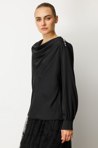Ekol Degaje Yaka Saten Kadın Bluz 26k.ekl.blz.03019.1 Siyah