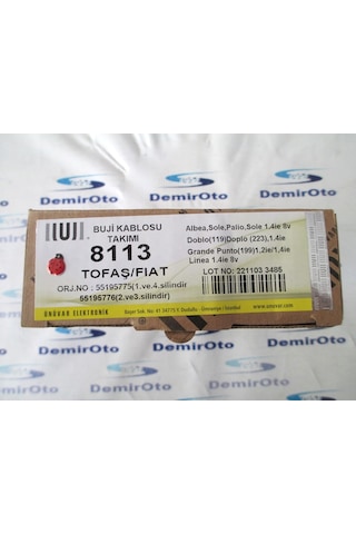 55195775-55195776 Buji Kablo Takımı 1,4 8.Valf Linea-Albea-Doblo