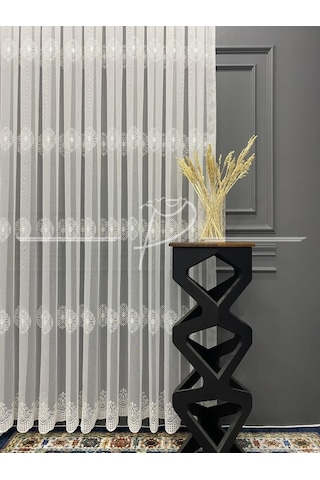 Tül Perde Taç Marka Serpme Damask Motifli Tül Perde-A26129 Çok Renkli