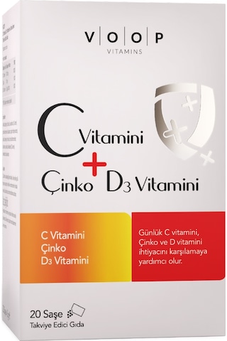 Voop C Vitamini D3 Vitamini ve Çinko 20 Saşe