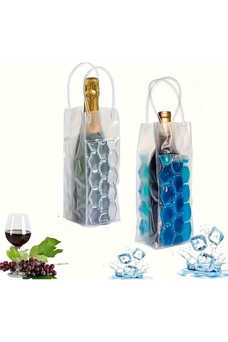 Trendooze 1 Adet Taşınabilir Şarap Soğutucu Çantası Piknik İçin Izgara Bira Şampanya Seti Mavi Mavi