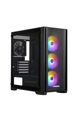 Enermax StarryFort SF21 Rainbow Temperli Cam Mesh USB 3.2 mATX Cyberbron II 600W 80+ Bronze Gaming Kasa Siyah