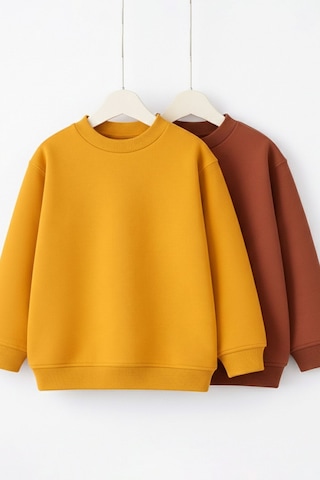 Zuzunga 2'li Basic Şardonlu Çocuk Sweatshirt Hardal - Kahverengi 9003