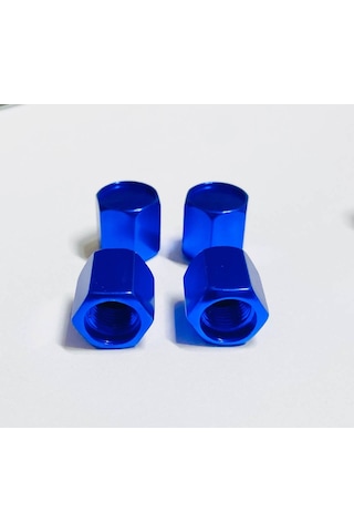 Tüm Araçlara Uyumlu Alüminyum Sibop Kapağı 4'lü Set Mavi