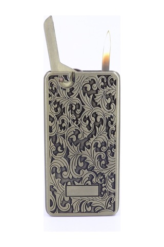 Mum Alev - Soft Flame Metal Kasa Çakmak - Gravür İşlemeli Bronz