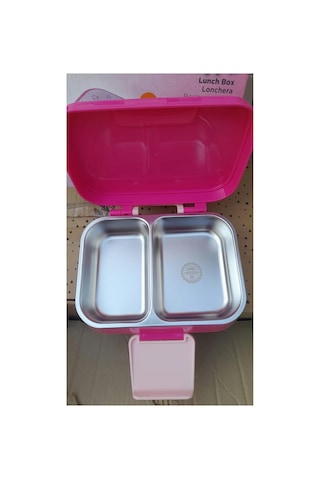 304 Paslanmaz Çelik 2 Katlı 2 Bölmeli 1030ml Happii Beslenme Çantası Temalı Lunch Box Pembe