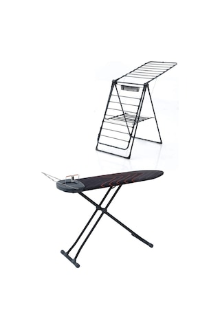 Devecioğlu Strongboard Mm149 Ütü Masası Mm022 Comfort Kalın Borulu Çamaşır Kurutma Askılığı Set Renksiz