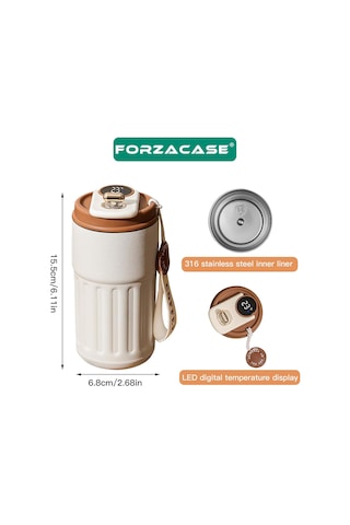 Forzacase Paslanmaz Çelik Termometreli 450 Ml Çay Kahve Termosu - Fc944 Yeşil Yeşil
