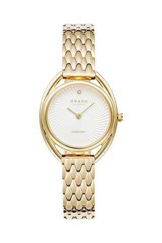 Obaku Denmark V286lxgısg Quartz Çelik Gold Beyaz Kadran Kristal Cam 29 Mm Kadın Kol Saati