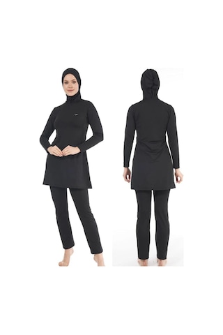 Estiva 22901 Siyah Tam Boy Düz Tesettür Mayo Siyah