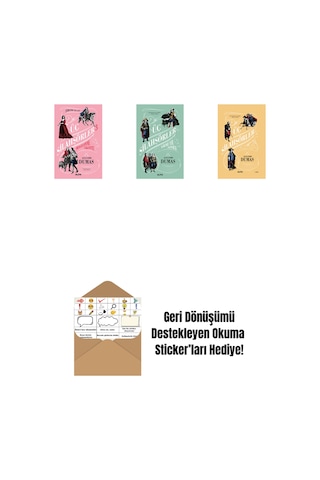 Üç Silahşörler 3 - Bragelonne Vikontu + Üç Silahşörler Yirmi Yıl Sonra Ciltli + Üç Silahşörler Ciltli + Okuma Sticker'ları