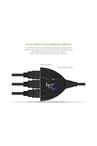 Hdmi Çoklayıcı Çoğaltıcı Switch 3 Giriş 1 Çıkış Çoklama Hdmi