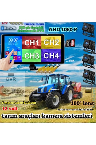 Dokunmatik Usb Mp5 Fm Dvr Ekran Ve 4 Ad Ahd180 Derece Kamera Seti