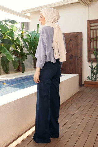 Neways 1067-denim Bol Paça Pantolon Lacivert Çok Renkli