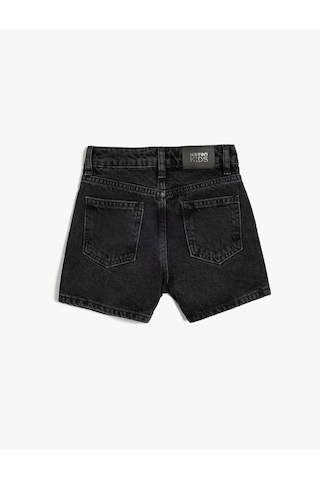 Koton Taş Detaylı Pamuklu Cepli Denim Şort Siyah 5skg40050ad Siyah