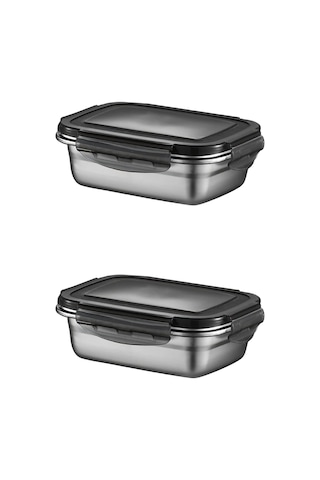 2 Adet 304 Çelik 550 Ml Yemek Meyve Et Buzdolabı Beslenme Saklama Kabı Mt224 Gri