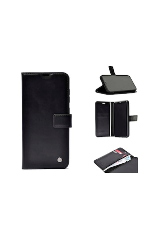 Noktaks - Oppo Uyumlu Oppo A5 2020 - 360 Full Koruma Kapakli Kartlikli Kart Bölmeli Cüzdan Kilif - Siyah