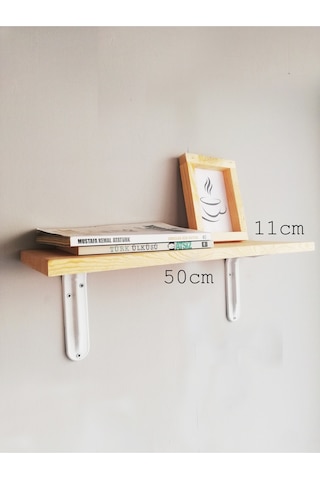Metal Ayaklı, Ahşap Kitaplık Duvar Rafı 50x11