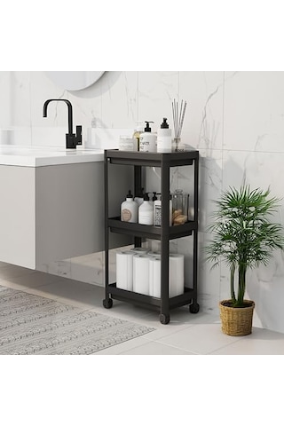 3 Katlı Tekerlekli Raf Ünitesi - 36x71x23 Cm Dar Alan Düzenleyici - Mutfak Ve Banyo Için Aletsiz Kurulum Servis Arab Diğer