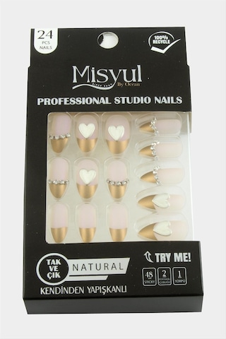 Misyul - 158 - Taşlı Takma Tırnak 24 - Csmo-tex - Adet-açık Pembe