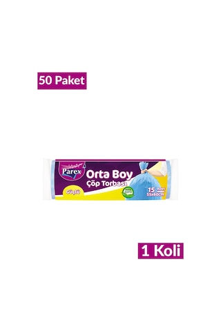 Güçlü Çöp Torbası Orta Boy 15'li 55 X 60 Cm 50 Paket 1 Koli
