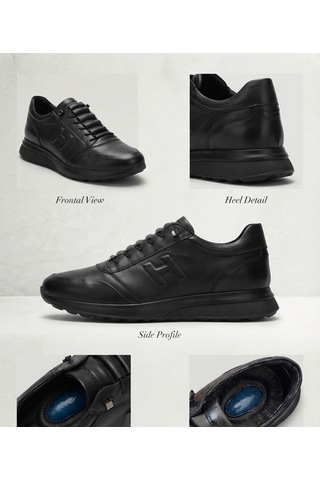 Growish Gd0128 Hakiki Deri Büyük Numara 39 44 45 46 Numara Akıllı Bağcık Kaydırmaz Güçlü Taban Ekonomik Siyah Günlük Sneaker Erkek Ayakkabı Siyah 2