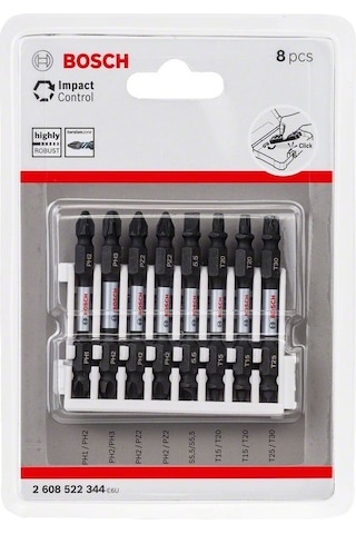 Bosch Impact Ctrl Çift Taraf Vidalama Ucu Paketi 8'li 65 MM - 2608522344