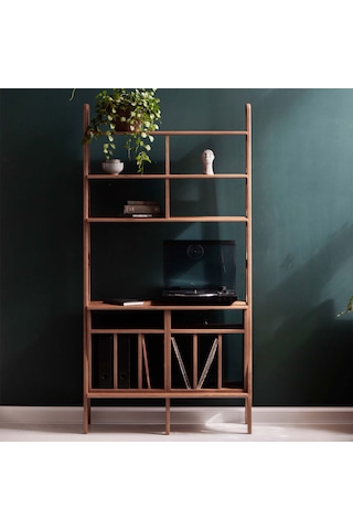 Woodesk Sage, Ahşap Kitaplık Ve Raf Ünitesi, 190x100, Tik Renk,