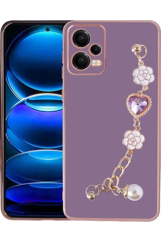 Xiaomi Redmi Note 12 4g Kılıf El Tutamaçlı Kamera Korumalı Zore Taka Silikon Kapak Mor