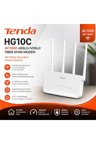 Tenda Hg10c Ac1200 Adsl2+/vdsl2/fiber Xpon Modem