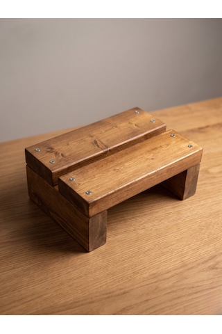 Nest Woodtr Doğal Ahşap Tek Katlı Basamak Tabure Yükseltici 30x25x15cm 1adet Açık Ceviz