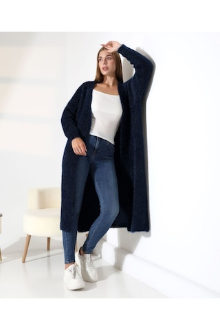Redmina Fashion Yumuşak Dokulu Uzun Hırka Lacivert