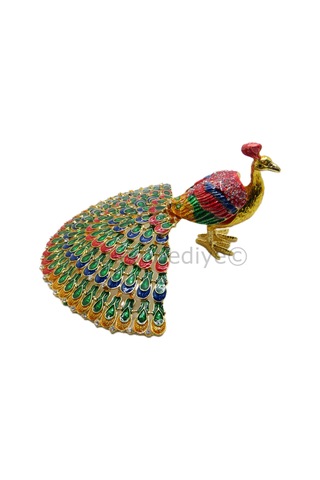 Swarovski Taşlı Tavus Kuşu - Gizli Hazneli Masaüstü Hediyelik Süs