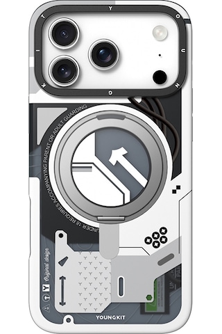 Apple Uyumlu iPhone 17 Pro Max Kılıf M-safe Şarj Özellikli Youngkit Starship Serisi Kapak Beyaz Beyaz