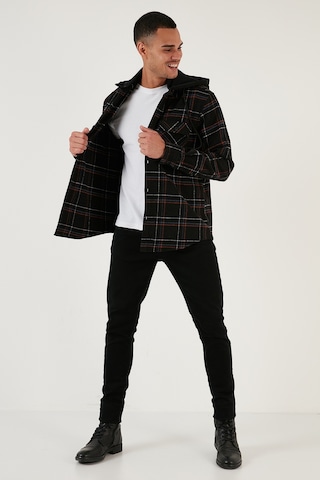 Buratti Ekoseli Regular Fit Çıkarılabilir Kapüşonlu Kışlık Erkek Gömlek Cf24W126985 Siyah