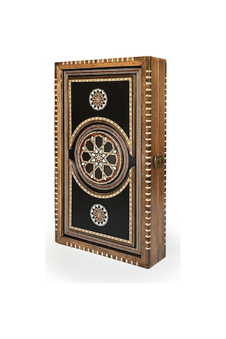 Helena Wood Art Genius El Oyması Ahşap Tavla Seti Siyah