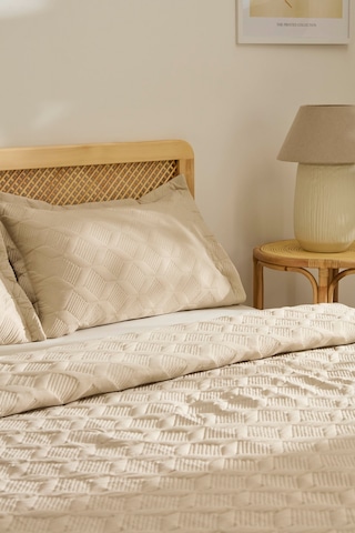 Kaşmir Home Greta Geometrik Çift Kişilik Yatak Örtüsü Takımı Bej Bej