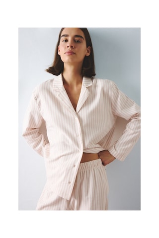 Defacto Regular Fit Uzun Kollu Çizgili 2li Flanel Pijama Takım H4616ax26auer105 Ekru-er105
