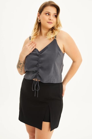 İp Askılı Önü Büzgülü Top - Antrasit